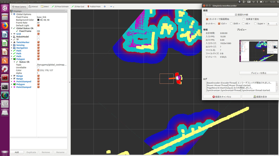 県内大学が開発した脚追従機能にROSのSLAM、センサー(LiDar、近接センサー、衝突センサー)を組み合わせて開発